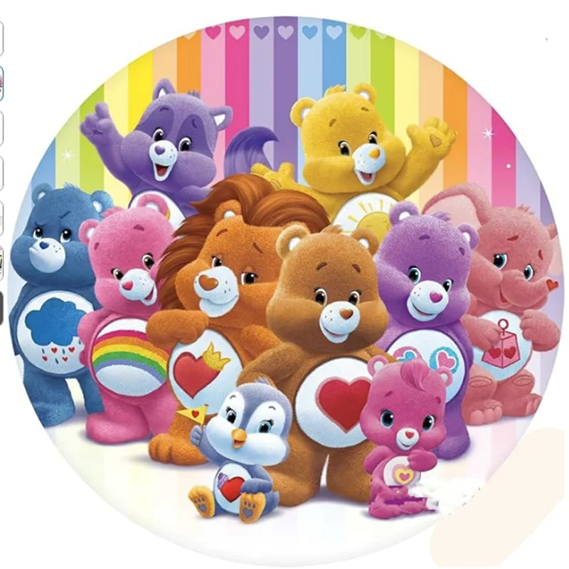 Carebears Round Backdrop 3 Cylinder Plinth Covers Background For Photography Care Bears Baby Shower Birthday Party Dessert Table