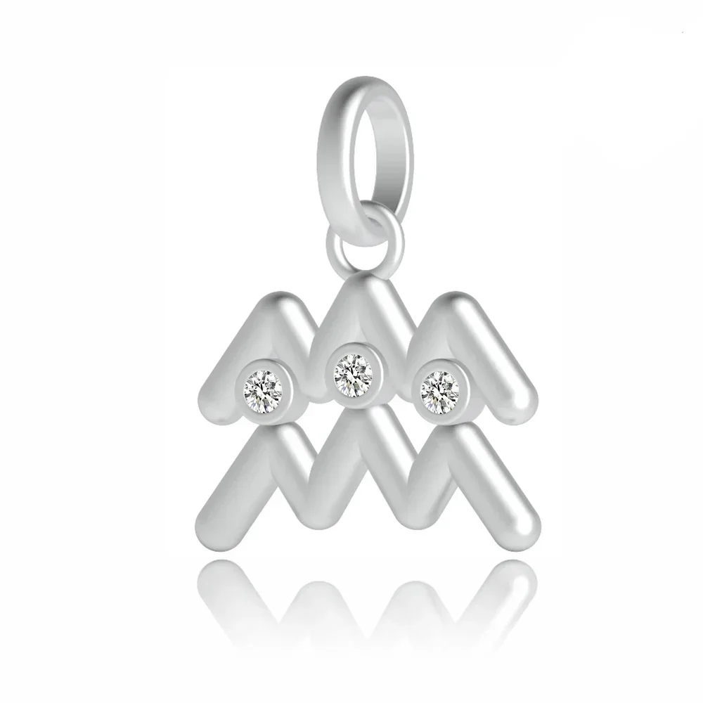 Offre Spéciale – Breloque Pendentif Simple 12 Constellations en Argent Sterling 925 et Zircon, Compatible Bracelet Pan, Bijoux DIY pour Femme, Cadeau d'Anniversaire