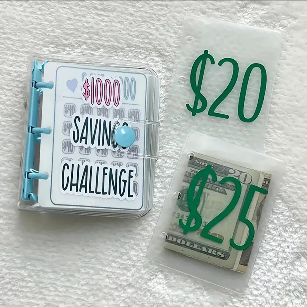Mini carpeta de ahorro de desafío, 1000 dólares, ahorro de presupuesto, sobre de efectivo, carpeta de presupuesto, planificador de cuaderno