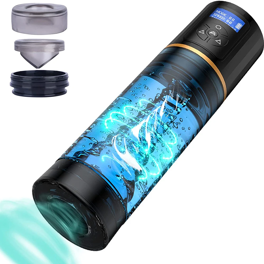 Penis Pump Vacuum Negative Pressure Masturbation Helps With Erection Electric Hydrotherapy Stimulation Airplane Cup Men Sex Toys