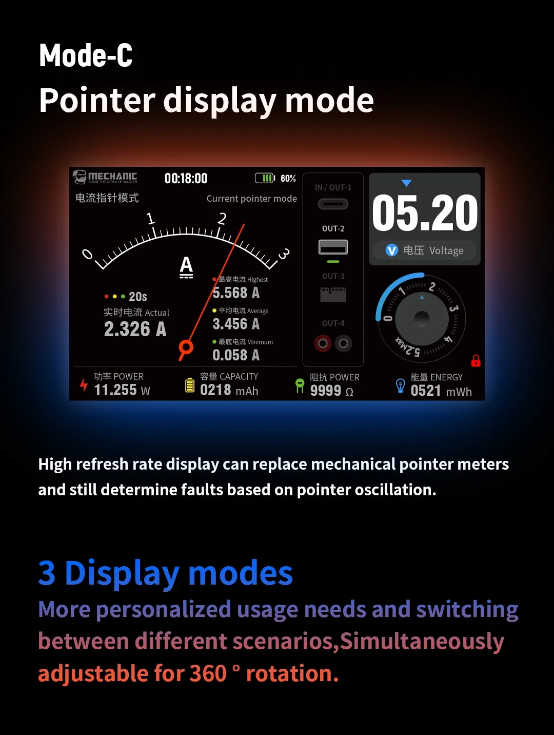 Mechanic Power Box2.0 Testador de fonte de alimentação com display digital inteligente para reparo de celular Ferramenta de detecção de corrente e tensão