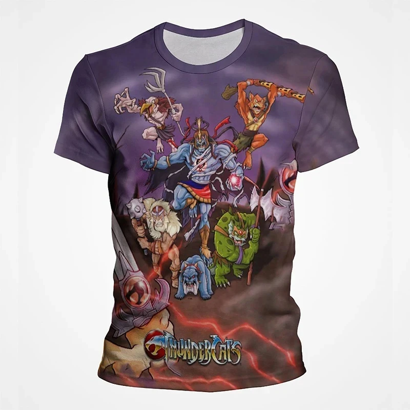 New Cartoon animation Thundercats t-shirt stampata 3D uomo y2k casual girocollo top popolare Harajuku t-shirt per bambini abbigliamento