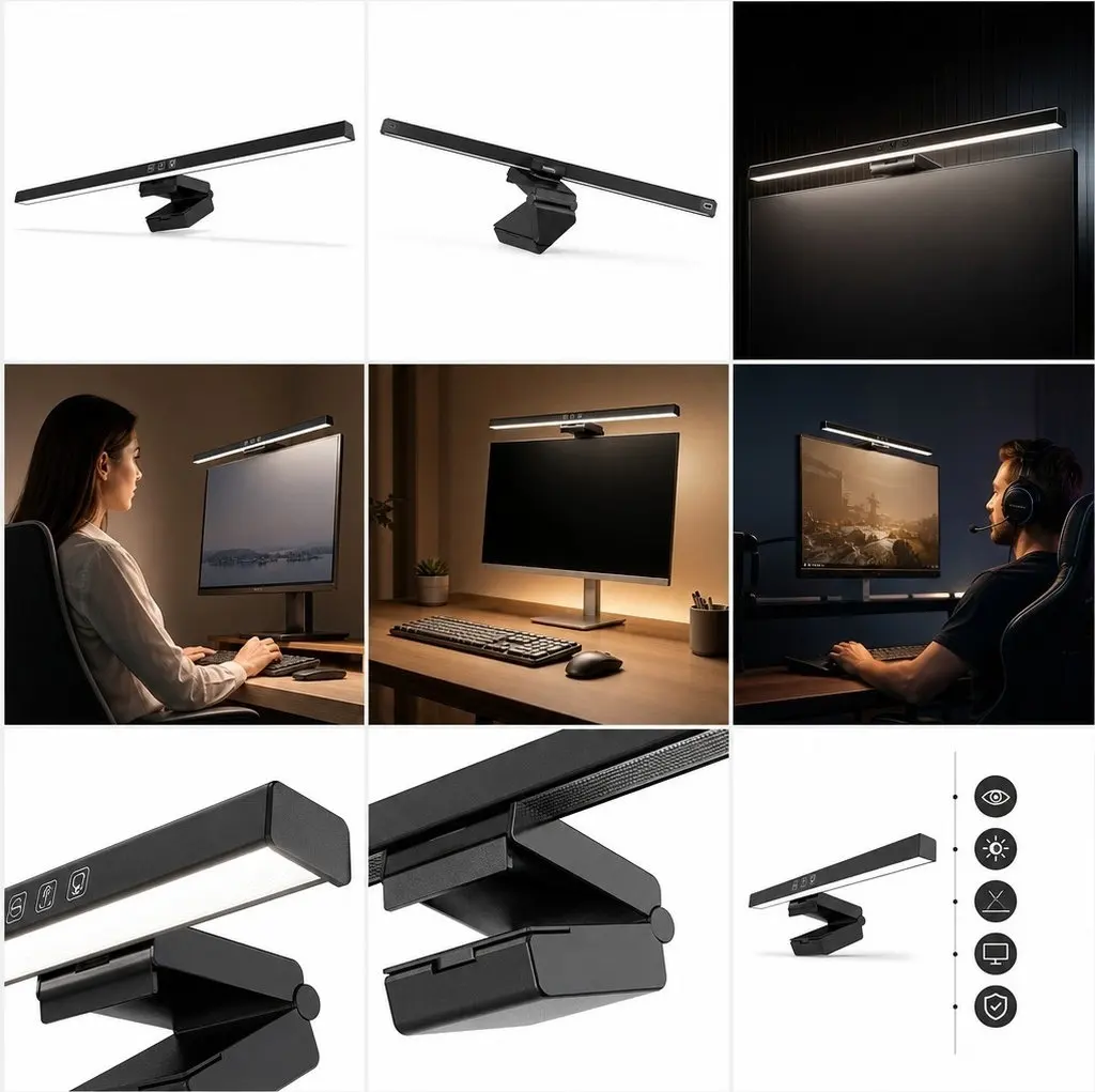 Adjustable Monitor Lamp Bar Anti Blue Light Eye Protection LED Screen Light Timing Dimming Computer Monitor Lamp ABS Acrylic