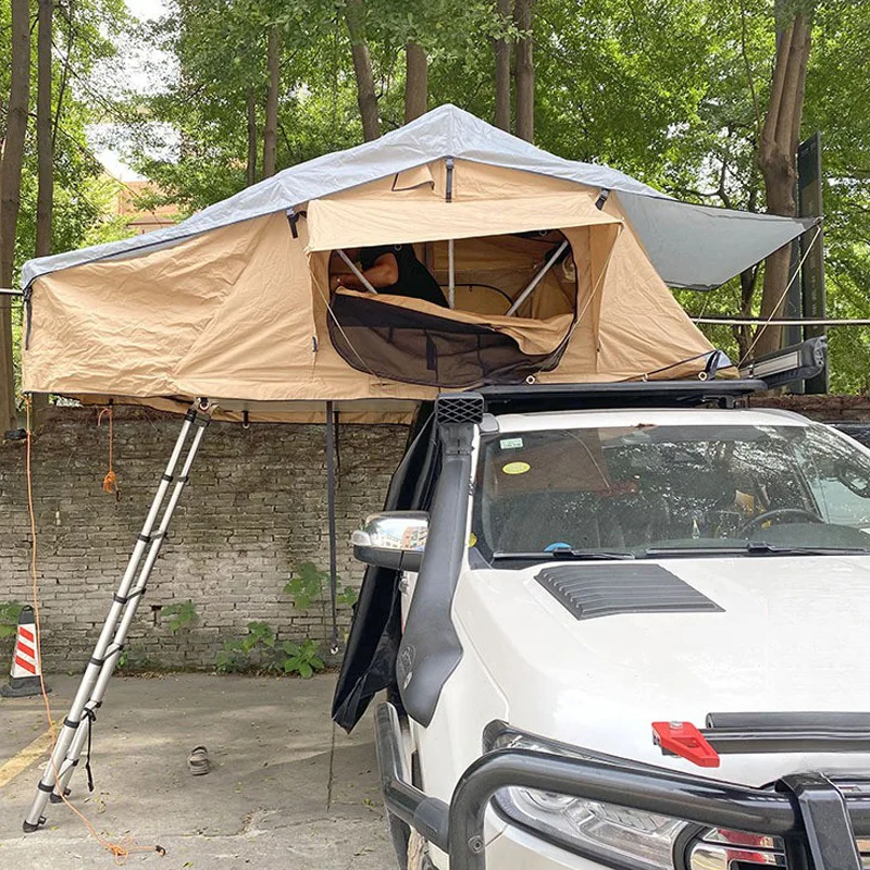 Durable Ox Fabric Hard Shell Roof Top Tent With Access Ladder For SUV Self-Driving Overland Camping Accessories