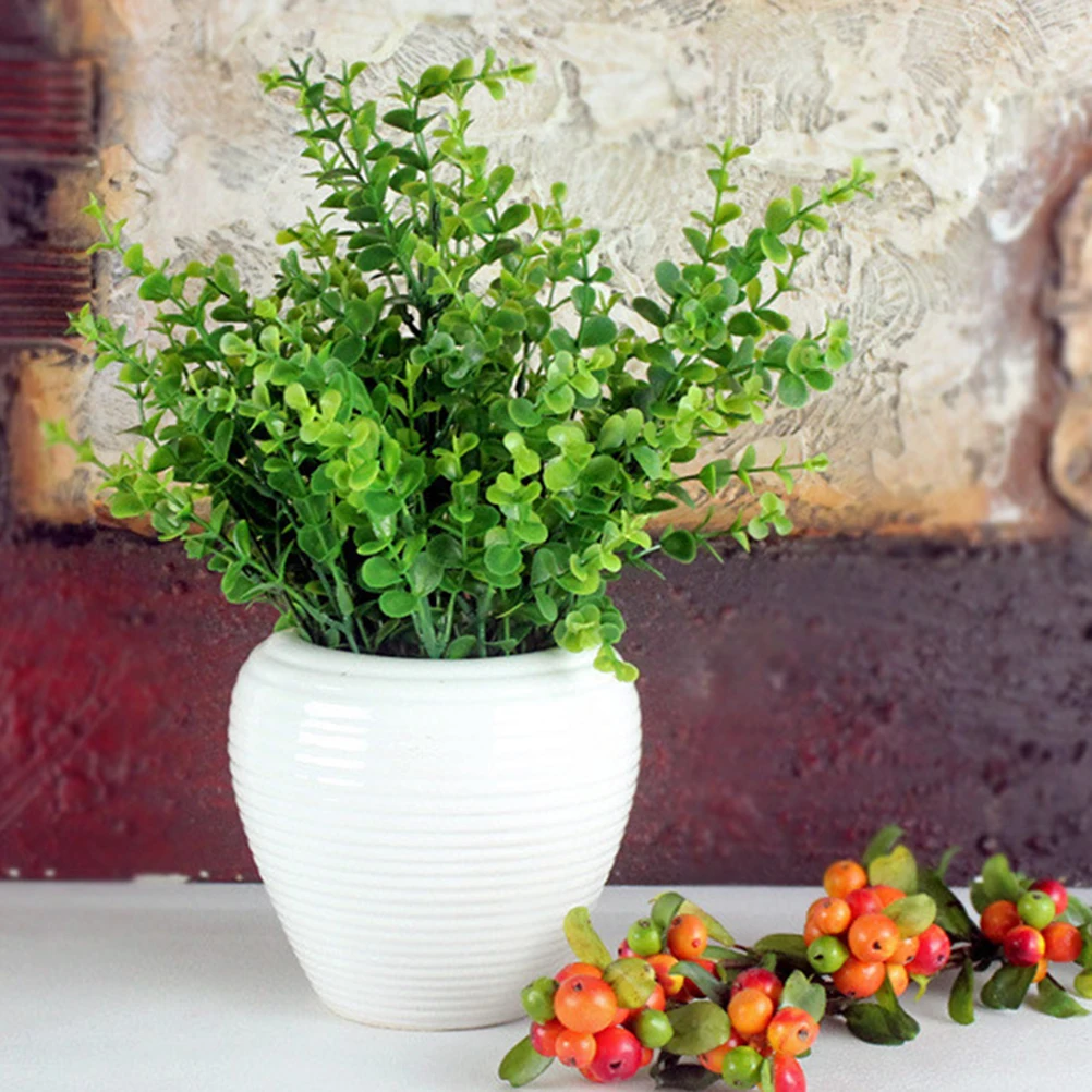 

10 Bunches Lifelike Artificial Eucalyptus Plastic Green Plants Home Garden Patio Office Wedding Decor