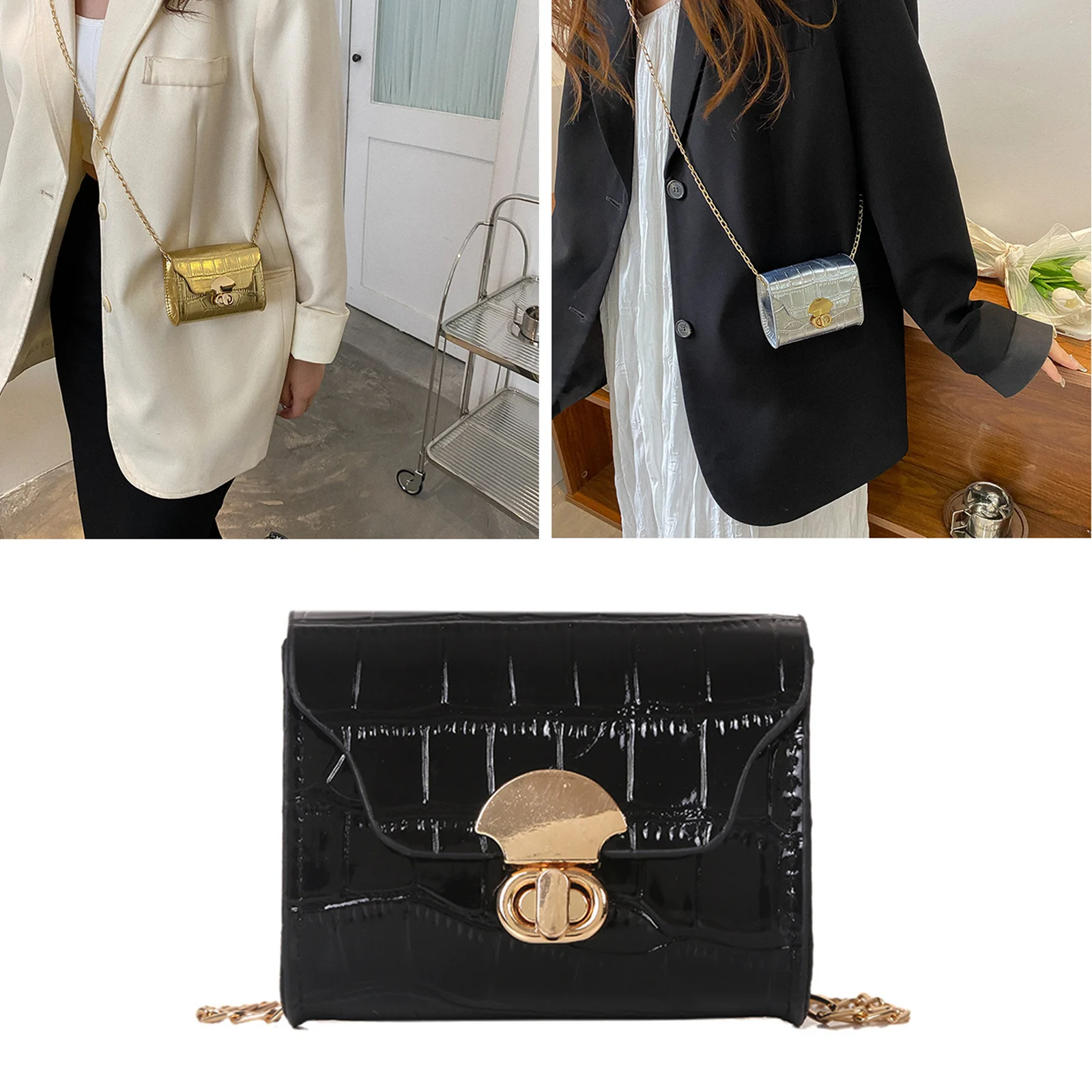 Fashion Pu Leather Crossbody Bag  Artistic Versatile Mini Handbag Square Bag Women Soft Surface Trendy Solid Color Chain Element