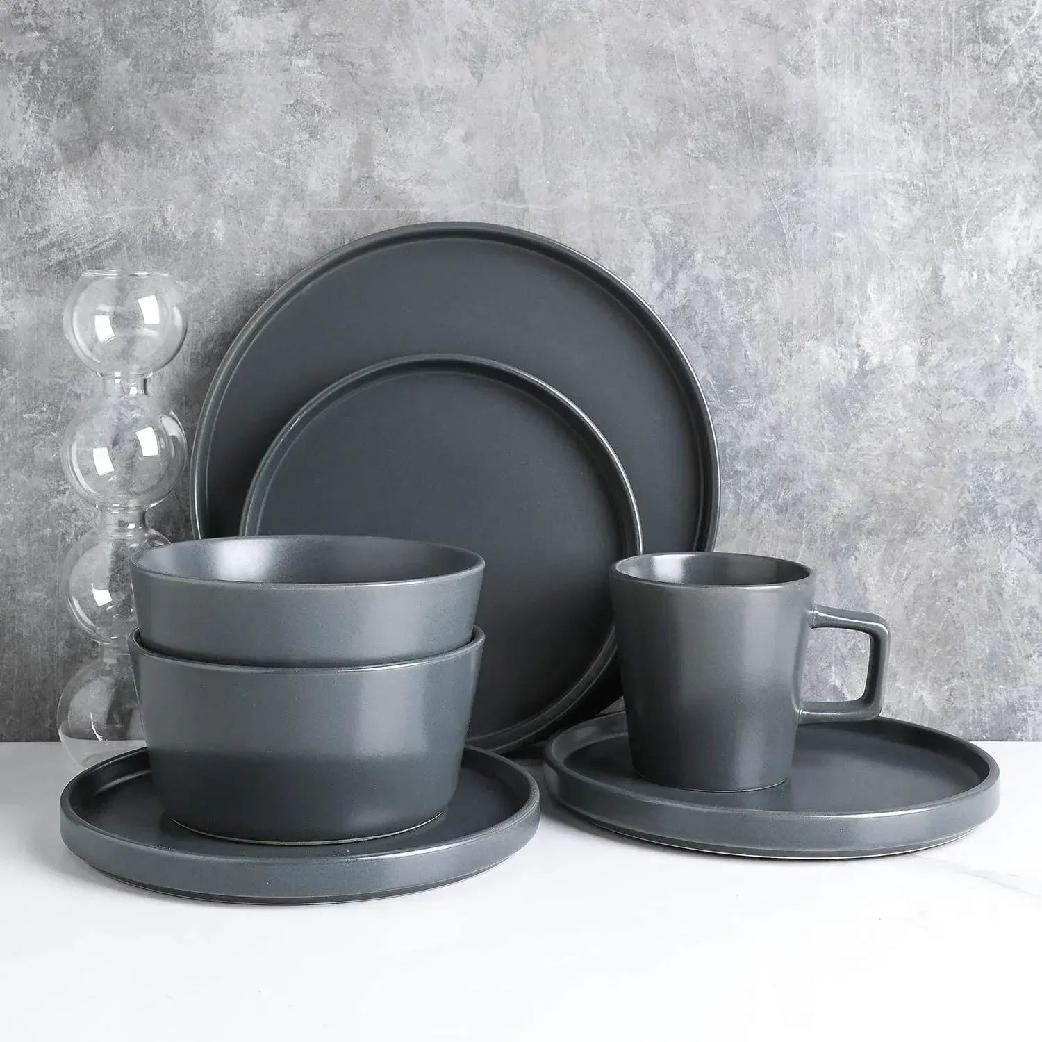 

Stone Lain 32 Piece Stoneware Dinnerware Set, Service for 8, Gray Matte