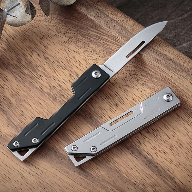 Stainless Steel Folding Knife Blade Sharp Fruit Knife Express Pocket Knife Gift Outdoor EDC Self Defense Tool Key Pendant