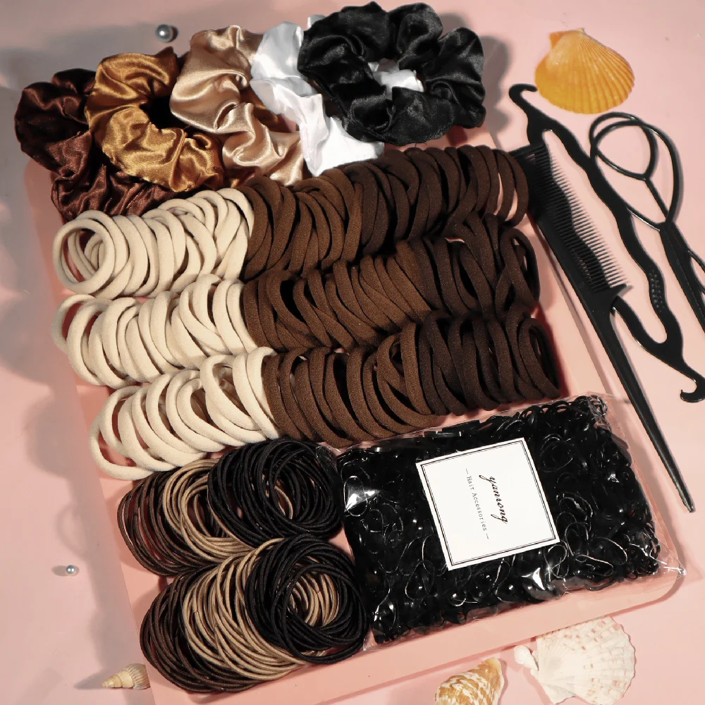 Acessórios de cabelo para mulher conjunto sem costura moda marrom rabo de cavalo titular variedade scrunchies de cabelo hairbands scrunchy laços de