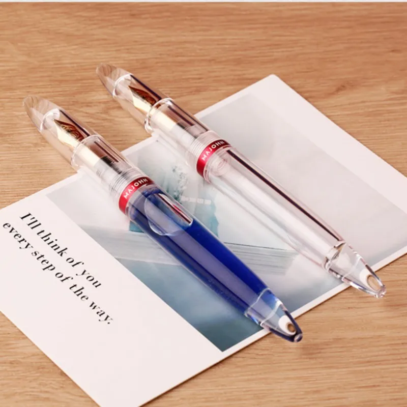 Majohn M2 Fully Transparent Large-Capacity Fountain Pen Ink Eyedropper Filling Pen EF/F Nib Office School Ink Writing Gift Set