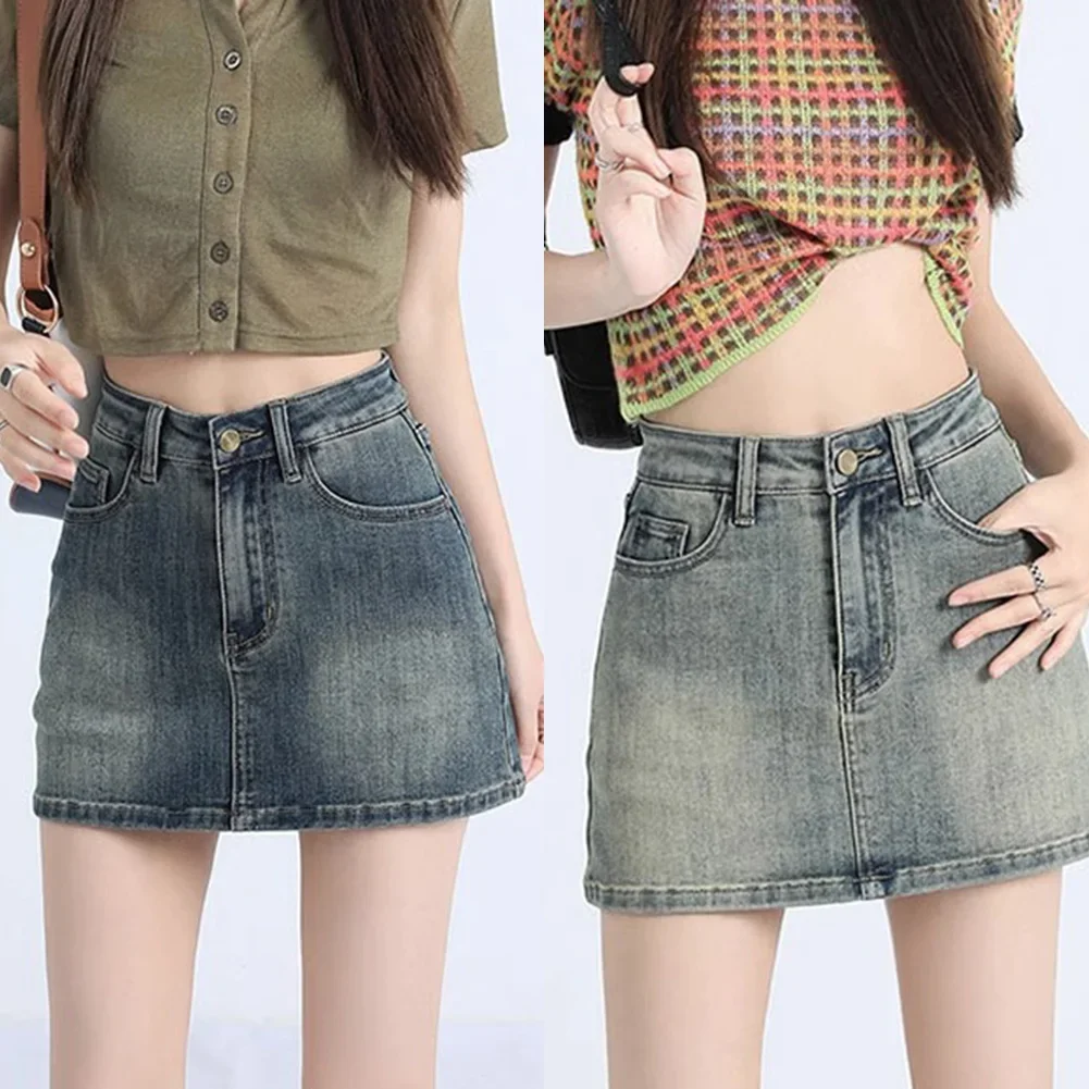 Spódnica damska na wszystkie mecze Rozciągliwa spódnica w kształcie litery A Spódnica retro Jednolity wzór Moda na wszystkie mecze Zupełnie nowy przedmiot