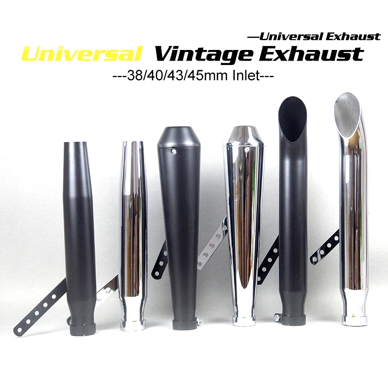 Universal Motorcycle Exhaust Muffler Retro Vintage Classic Electroplating Escap Moto for cg125 sr400 cb500 vt500 CM300 500 Cafe