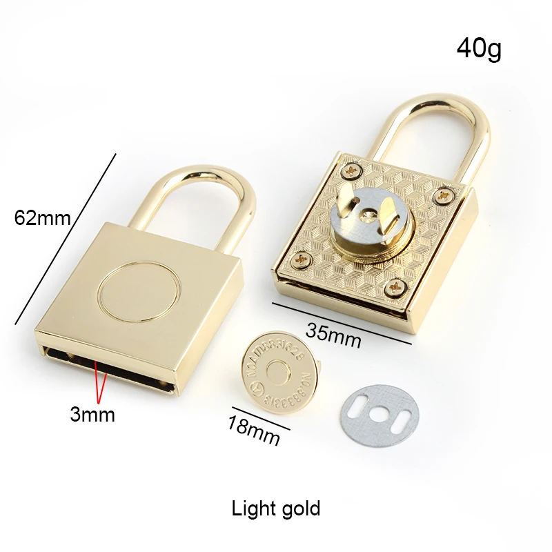 2-10Sets Metal Magnetic Square-shaped Closure Locks For Bags Shoulder Strap Belt Purse Padlock Decorative Buckles Accessories