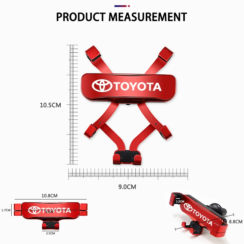 سبائك الزنك سيارة التصميم حامل هاتف تنفيس الهواء جبل كليب لتويوتا غازو سباق كورولا كراون يارس شر أوريس Rav4 بريوس برادو