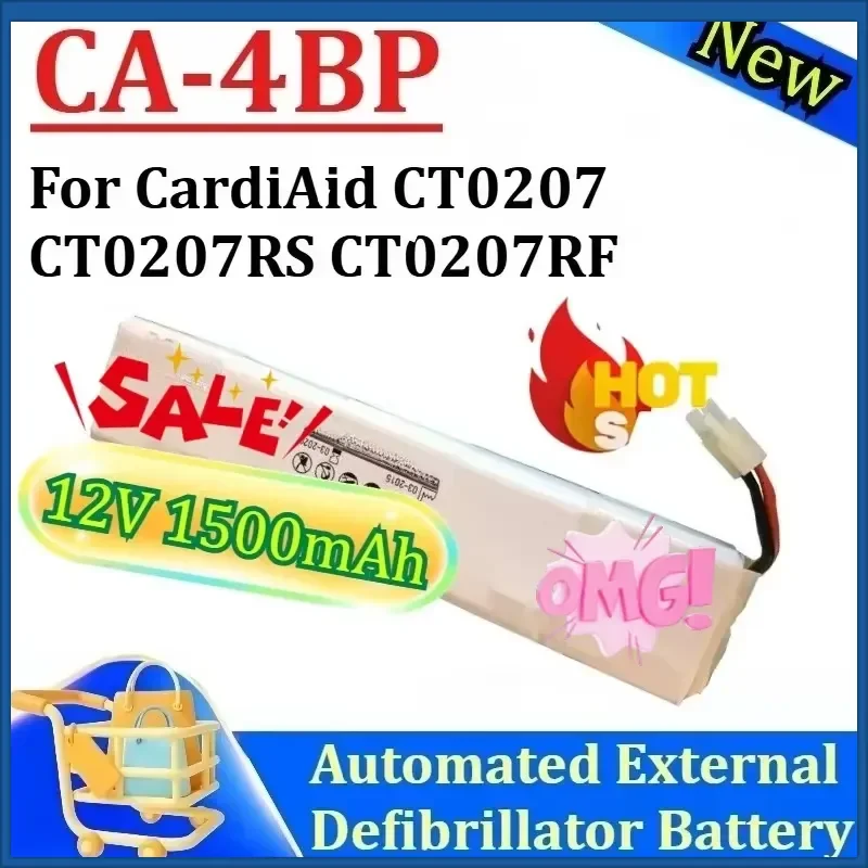 CA-4BP 12V 1500mAh Automated External Defibrillator Battery for CardiAid CT0207 CT0207RS CT0207RF Battery