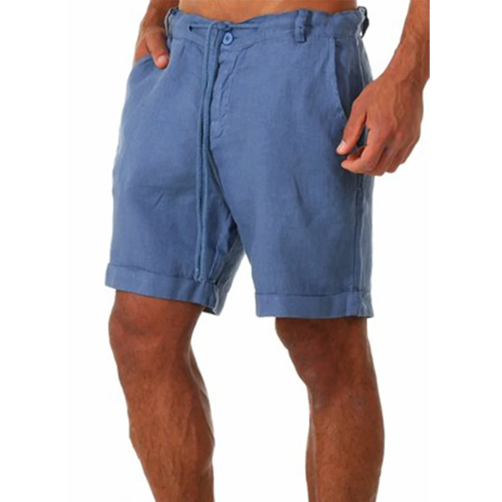 KB Neue männer Baumwolle Leinen shorts Hosen Männlichen Sommer Atmungs Einfarbig Leinen Hosen Fitness Streetwear S-4XL – Detail 6