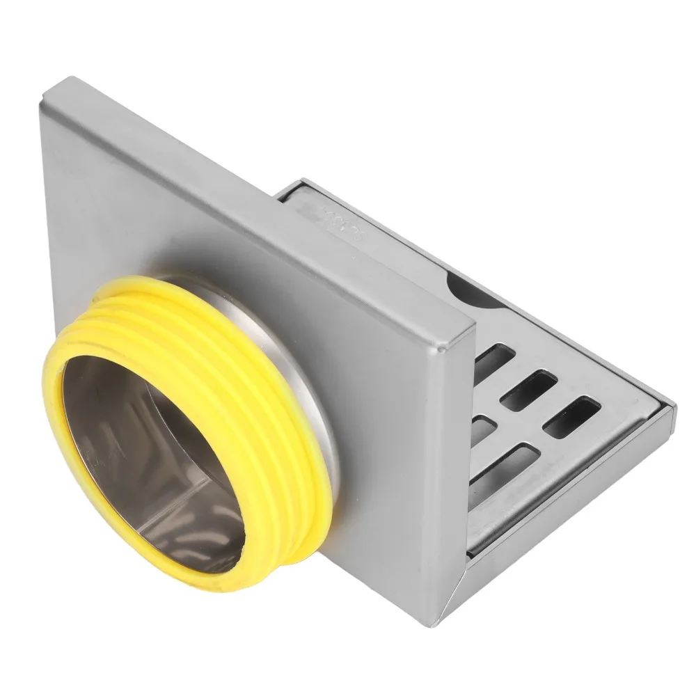 SUS304 Stainless Steel Floor Drain Fits 2.95 Inch Pipe L-Shaped Structure Side Floor Drain Silver Side Outlet Corner Floor Drain