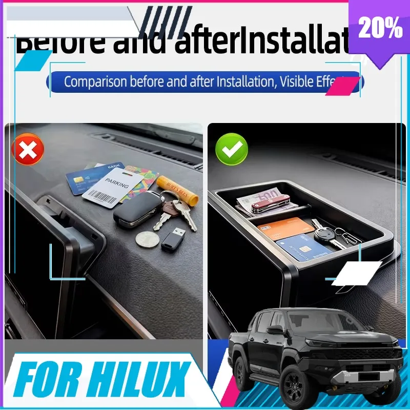 BOMP For Toyota Hilux SR SR5 2026 Navigation Screen Rear Storage Box Organizer Hold Sundries Car Interior Modification Accessori