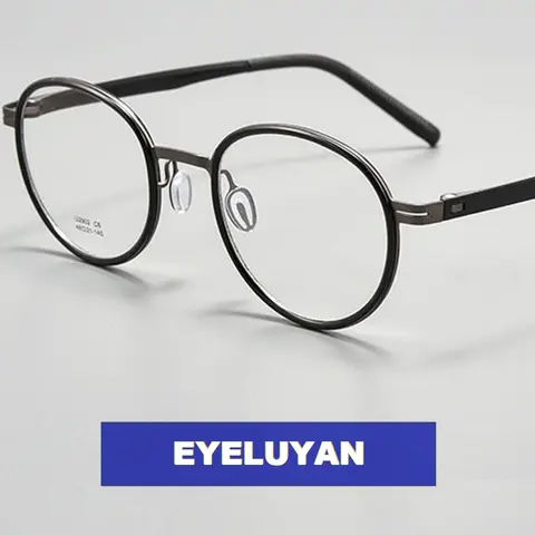 EYELUYAN 패션 레트로 라운드 림 남여 안경 프레임 초경량 TR90 티타늄 안경 광학 처방 안경 프레임