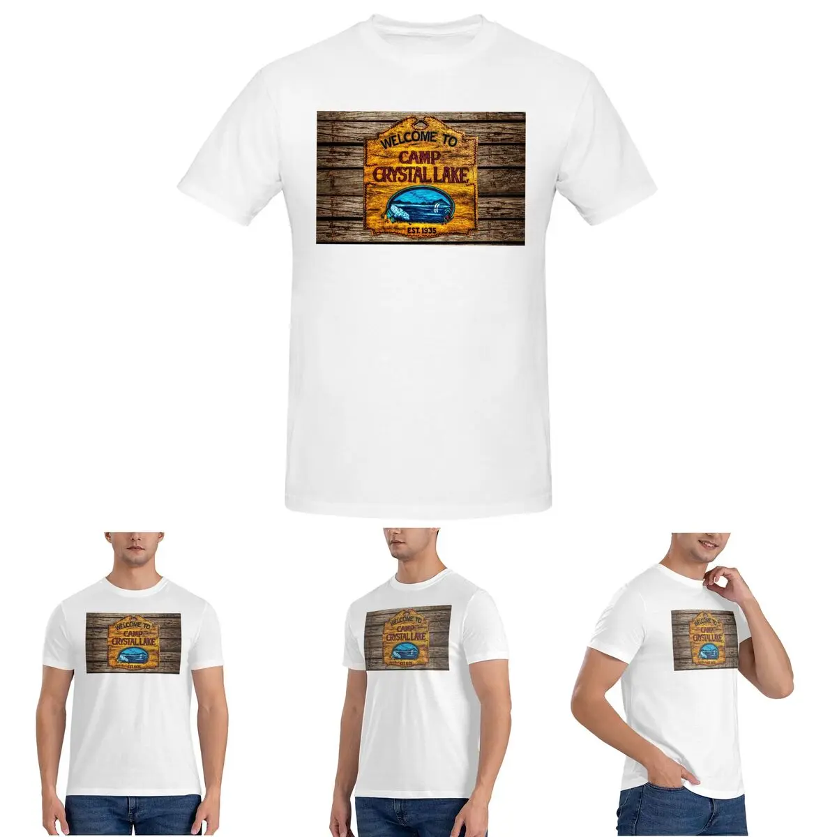 

Мужская футболка Camp Crystal Lake, хлопковые футболки большого размера, мужские футболки с коротким круглым вырезом, летняя одежда, топы S-6XL