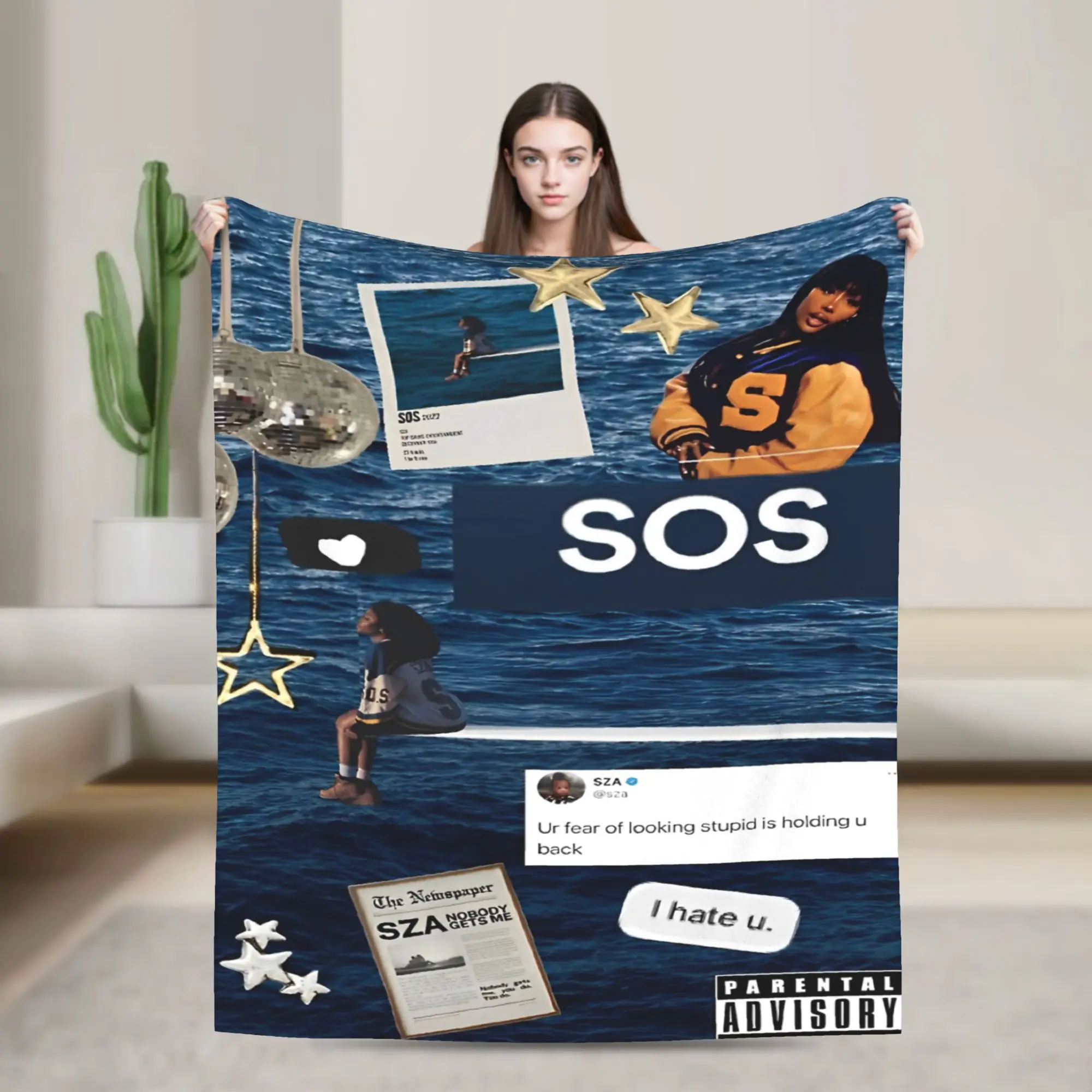 

SZA SOS I Hate U вязаные одеяла флисовое рэперское музыкальное мягкое одеяло 90-х годов для домашнего дивана покрывало