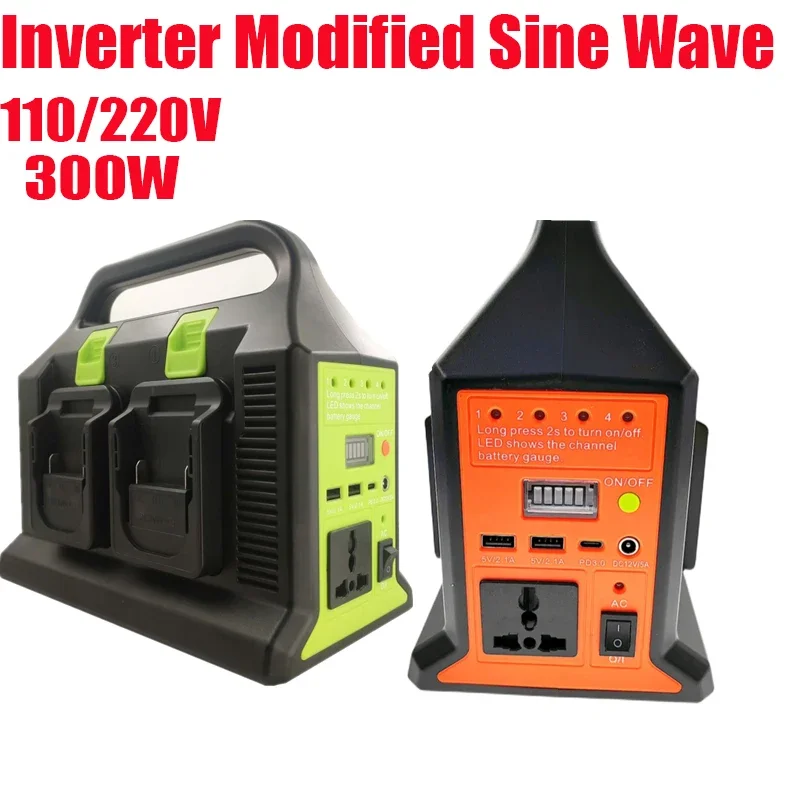 

Outdoor Sine Wave Inverter For makita Milwaukee 18V Battery To AC 110V/220V USB PD3.0 Tpye-C Power Bank Converter with Led Light