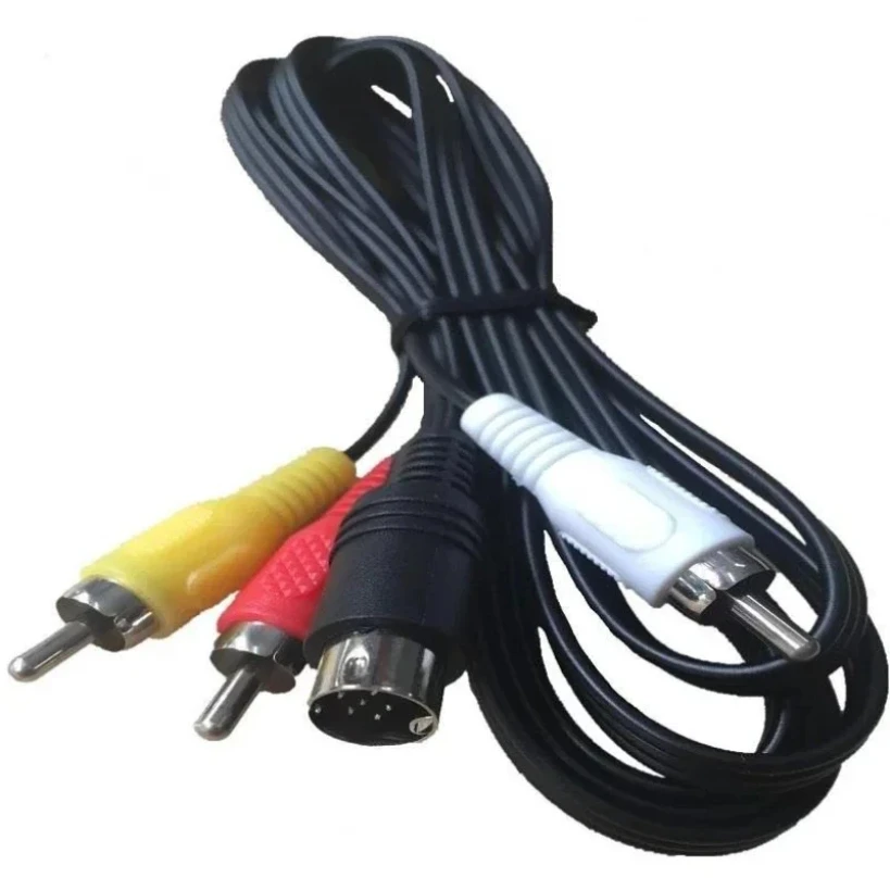 100pcs 1.8m 9 Pin AV Audio Video Cable 3 RCA Cord for Sega Genesis 2 3 Game Accessories