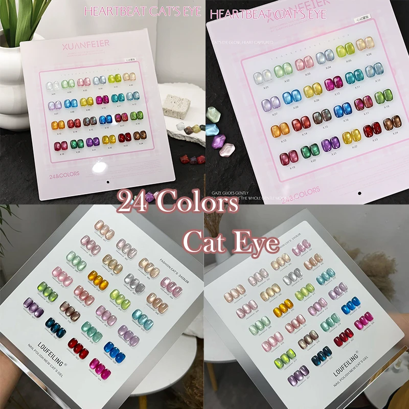 Esmalte em Gel Magnético Efeito Olho de Gato 24 Cores Transparente com Efeito Glaze Gelatinoso UV LED Semipermanente para Salão de Beleza Manicure