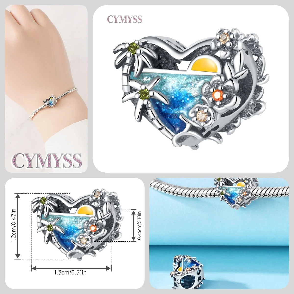 Blauer Charm, 925er Sterlingsilber, Ozeanperlen, Betta-Fisch-Anhänger, Geburtstagsfeier, Geschenk für Frauen, Armband, Halskette, DIY-Perlen, Schmuck – Detail 34