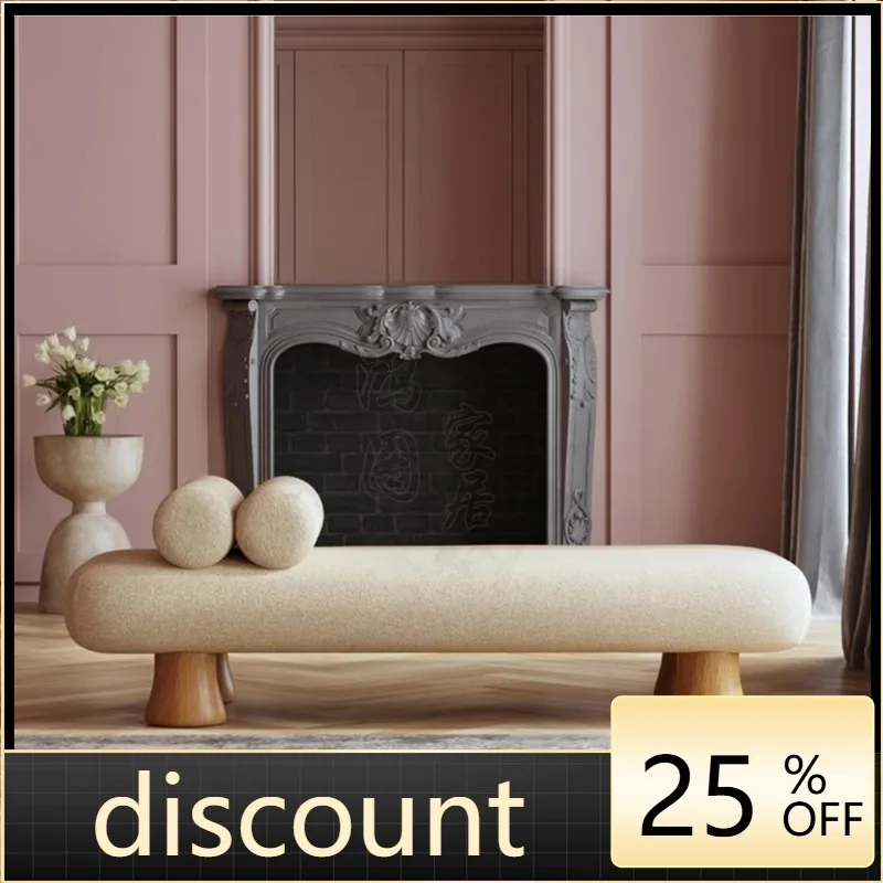 

LTT Nordic light luxury solid wood bedside stool living room long sofa stool entry foyer shoe change stool