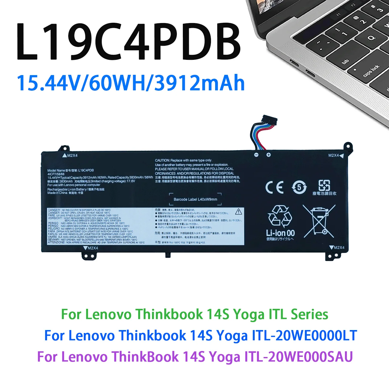L19C4PDB 60Wh SB10Z21200 para Lenovo Thinkbook 14S Yoga ITL-20WE0000LT 20WE0000LT Thinkbook 14 2021 Thinkbook 14 G2 ITL