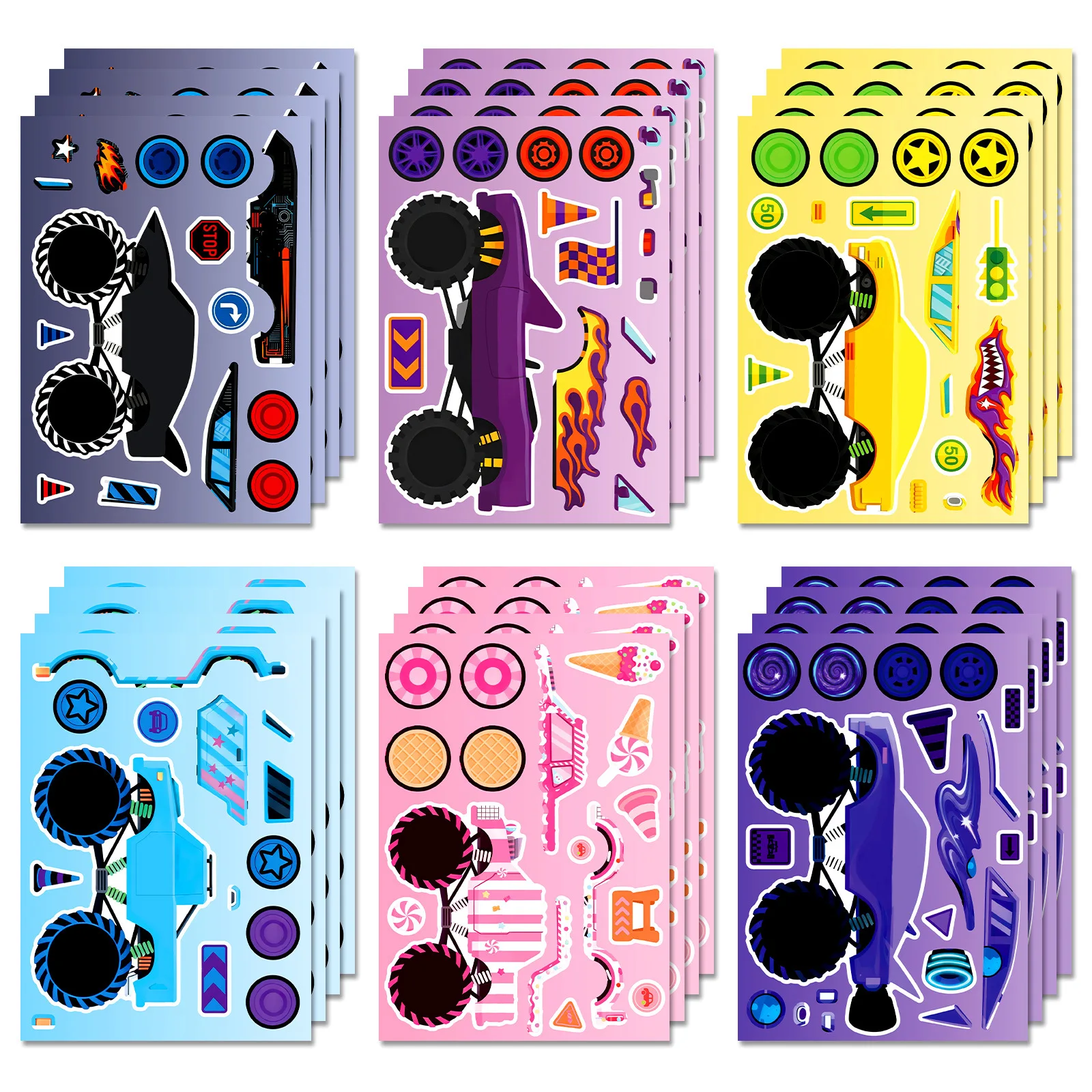 

6/12/18 шт. наклейки-пазлы Monster Racing, забавные наклейки «сделай сам» для канцелярских принадлежностей, ноутбука, холодильника, автомобиля, шлема, чемодана, декор