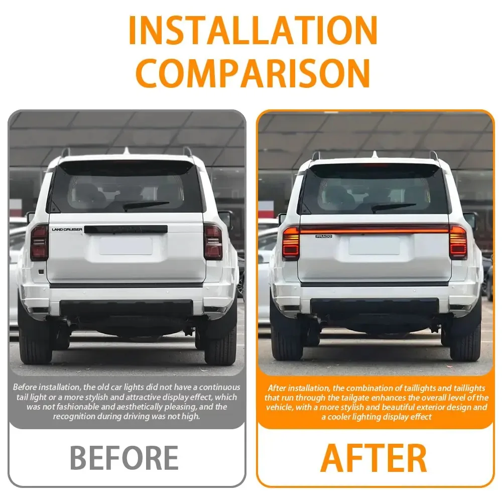 For Land Cruiser 250 2024-2026 LED Tail Lights DRL Upgrade Taillight Turn Signal Lamp Plug and Play Accessories for Toyota