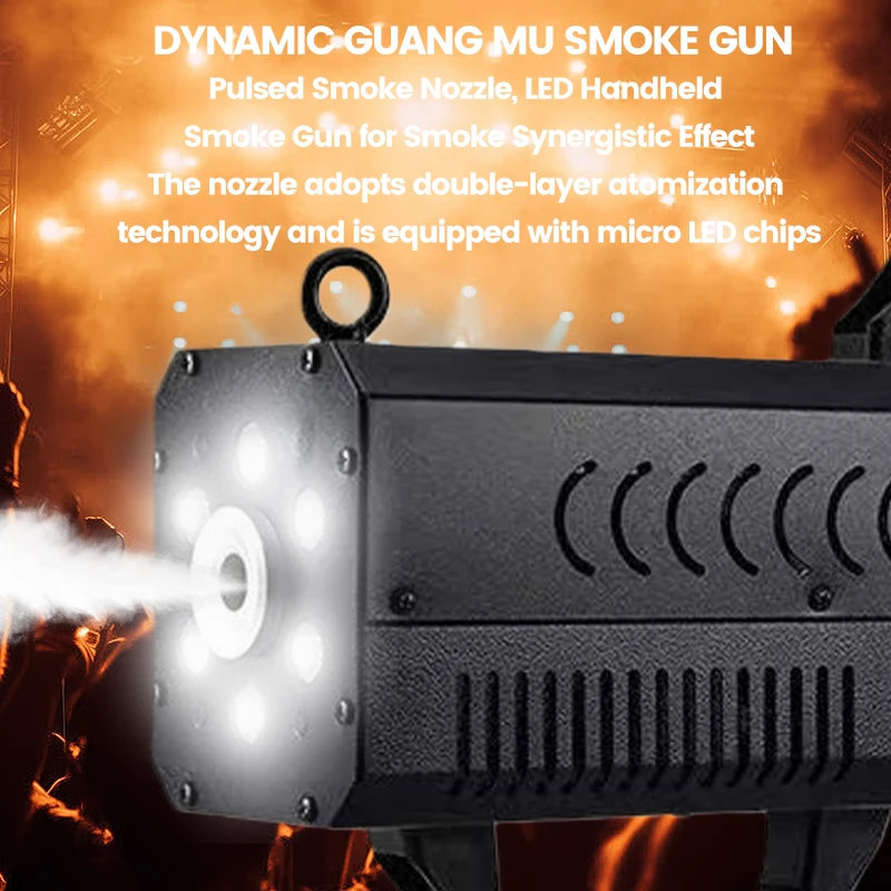 Handheld smoke prop air column gun with LED light portable stage special effects prop atmosphere gun for nightclub weddings