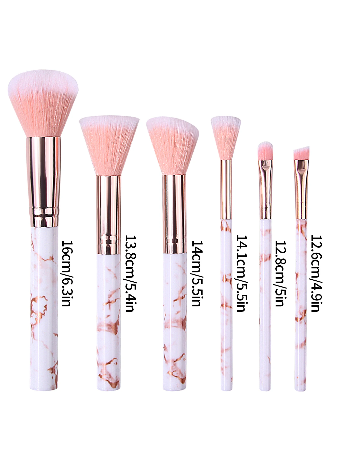 مجموعة فرش مكياج وردية مكونة من 6 قطع - تتضمن فرشاة أحمر الخدود وفرشاة كونتور وفرشاة ظلال العيون وفرشاة المزج | أدوات ماكياج كاملة #6