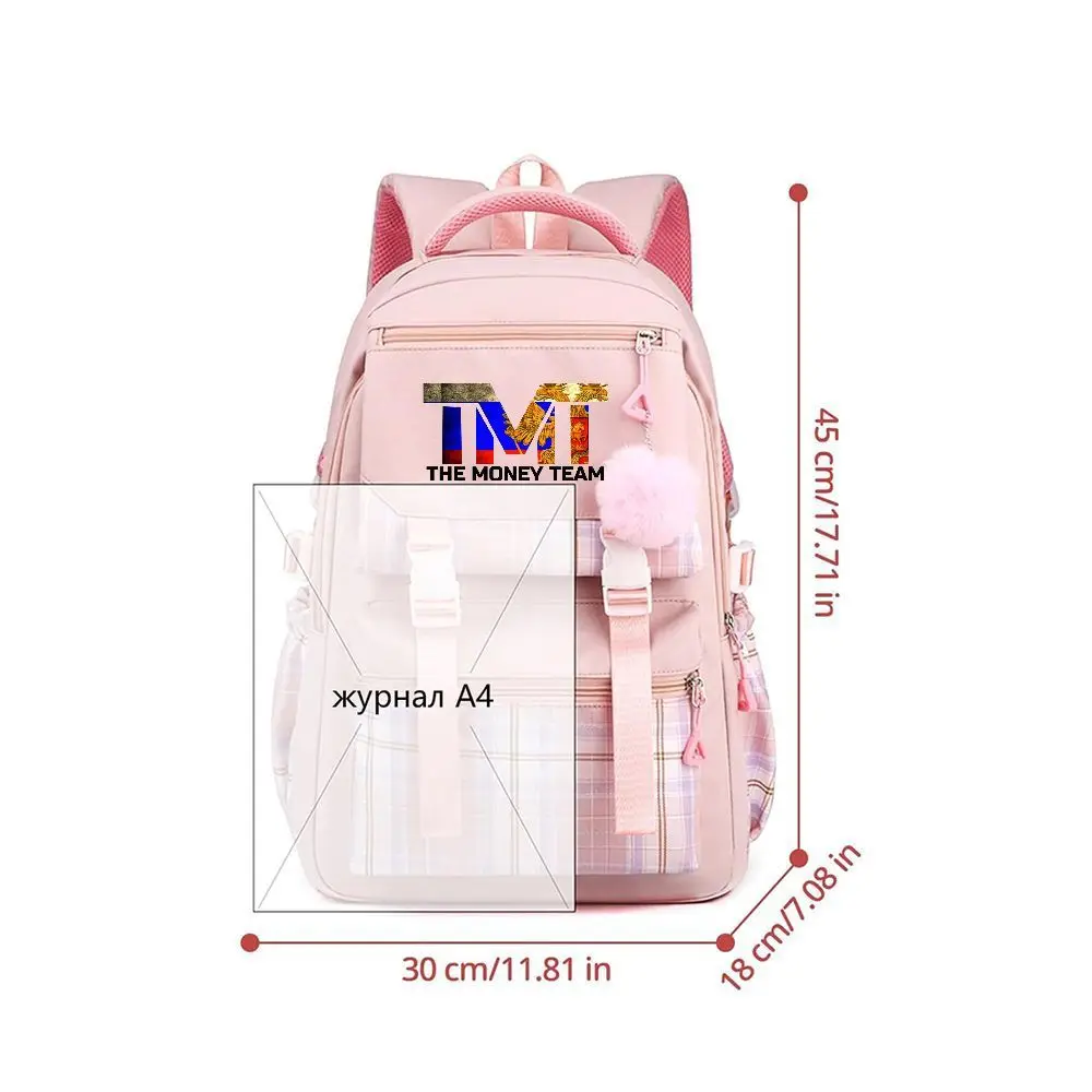 TMT The Money Team Print Backpack, Casual Travel Rucksack, Adjustable Straps, Lightweight College Backpack