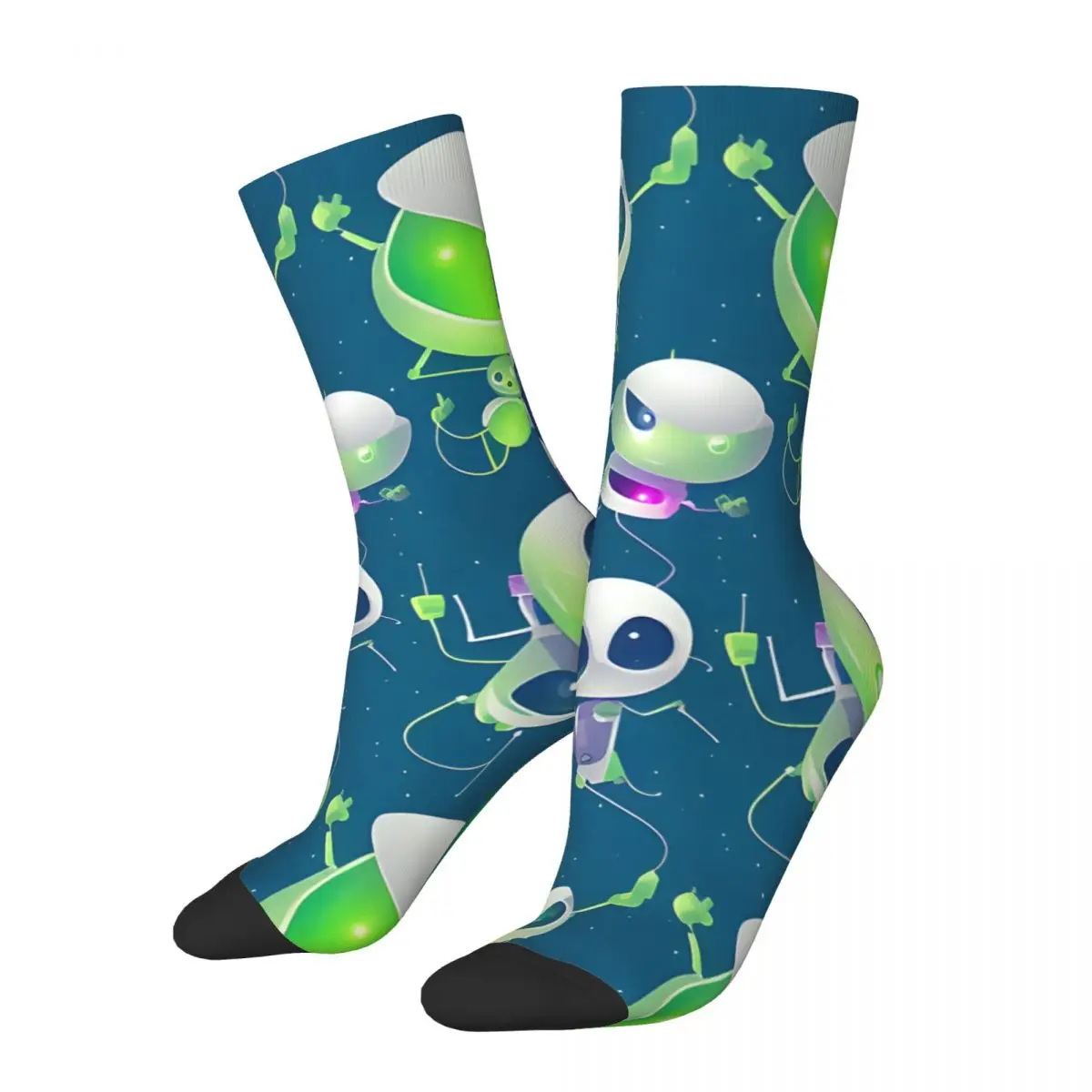 

Cute And Happy Mech Robot Androids Men's Socks Vintage Harajuku Street Style Novelty Casual Crew Sock