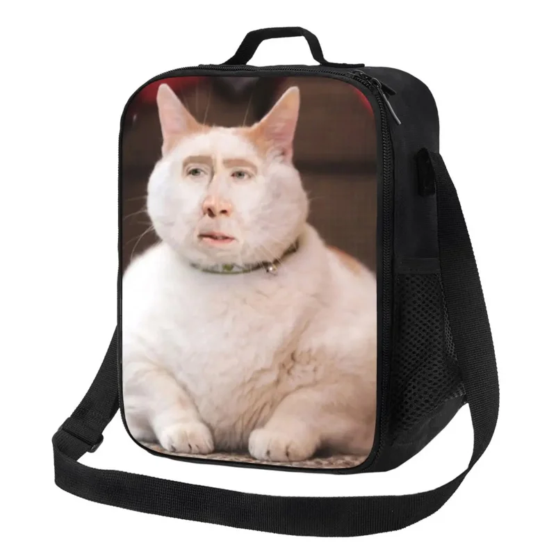 

Nicolas Cage Cat Meme Insulated Lunch Bag for Women Thermal Cooler Lunch Tote Beach Camping Travel