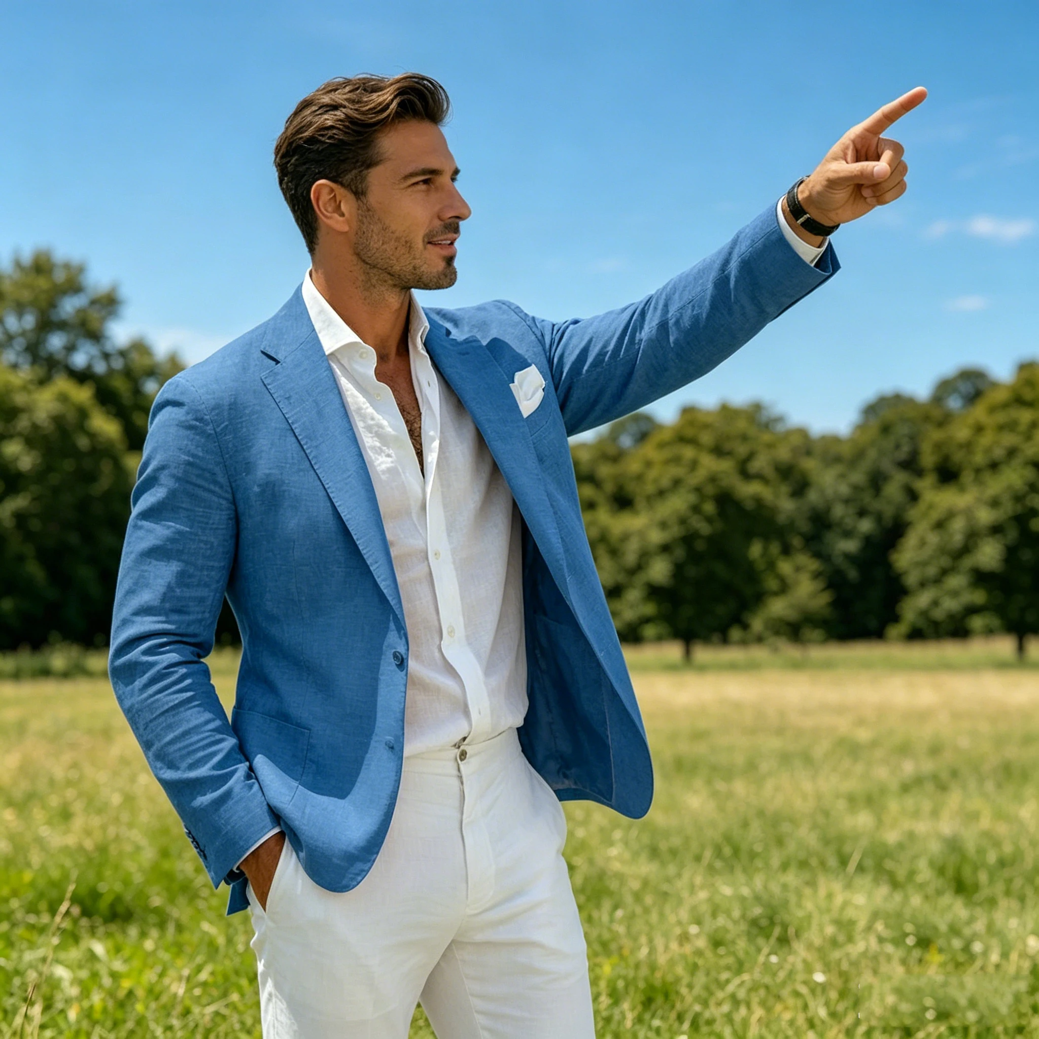 Summer Men's Linen Blazer Slim Fit Formal Business Lightweight Casual Suit Jacket Breathable Notch Lapel Sport Coat for Beach image 4