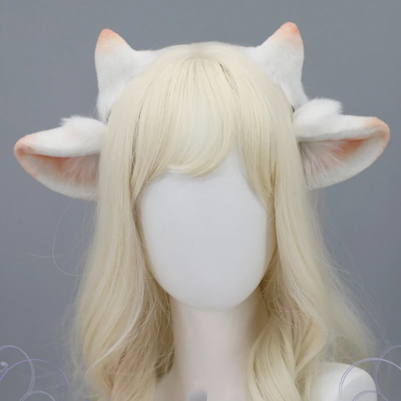 

Lolita Animal sheep Ear Hair Hoops Cosplay Faux Fur Hairband Sheep's horn Girls Halloween Anime Headbands Headwear Hair Accessor
