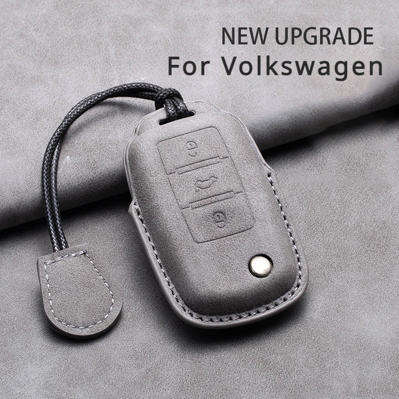 Leather Car Key Case Cover Fob Keychain For VW Volkswagen Golf 7 MK7 Tiguan MK2 For Ateca Leon FR Ibiza Skoda Octavia Kodiaq