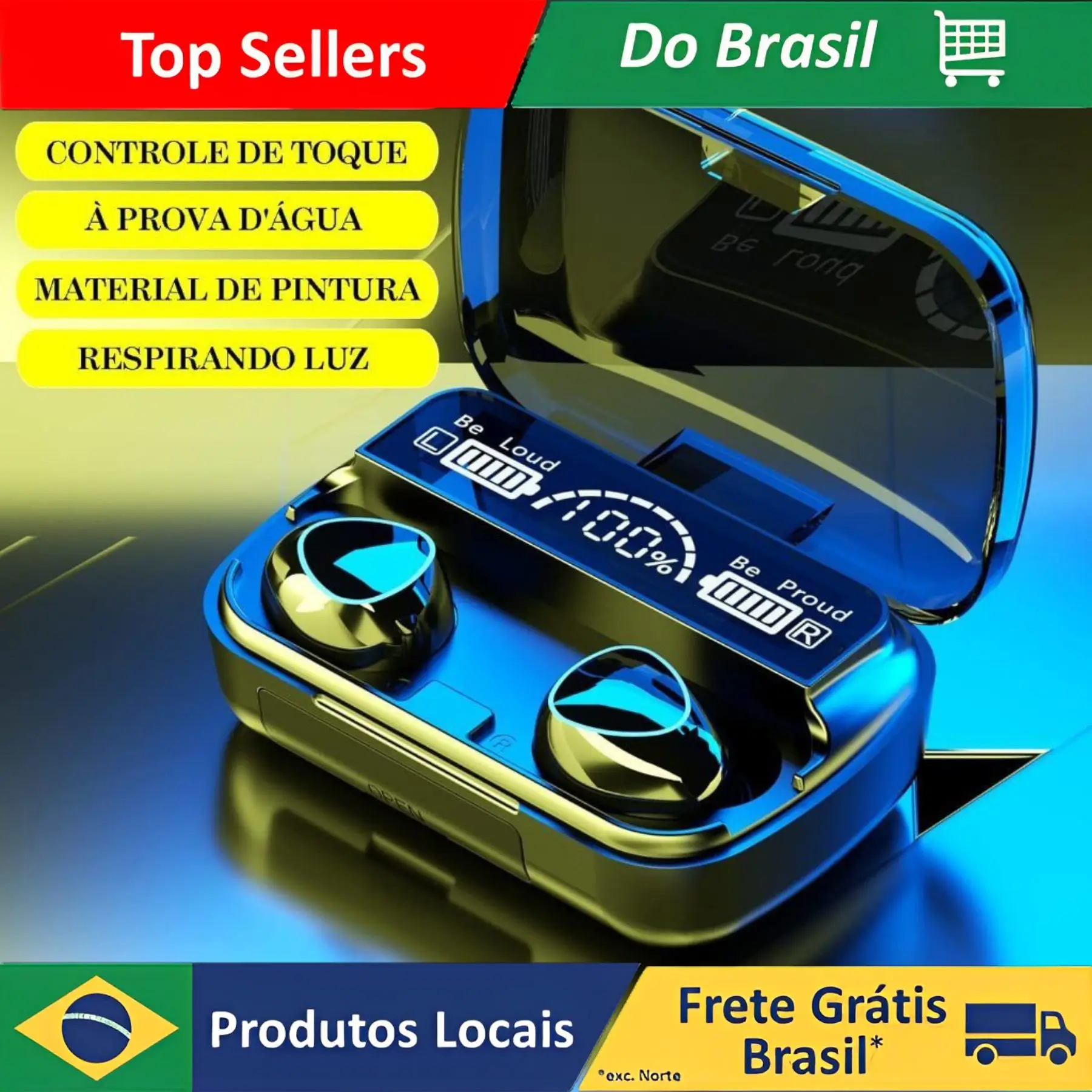 Fone De Ouvido bluetooth 5.1 M10 Sem Fio tws Estéreo Com Pod Carregador