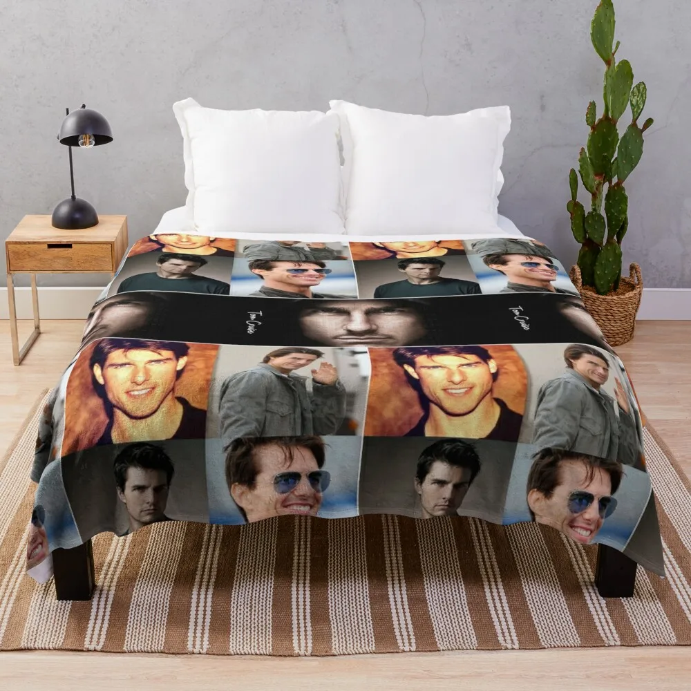 

Tom Cruise Handsome American actor Super Cool Aesthetic Collage - 1 Throw Blanket Bed covers Softest Blankets