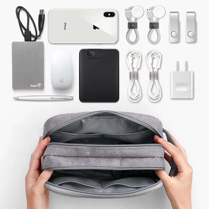 Portable Travel Digital Gadgets Storage Bag for HDD Data Cable Adapter Earphone Battery Electronics Accessories Organizer Pouch