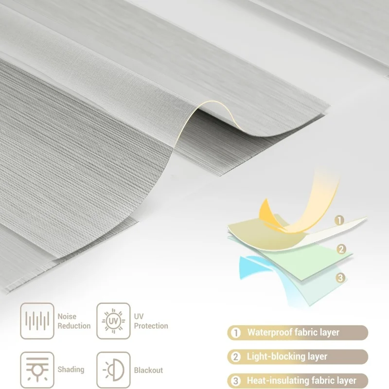 Factory Customized Size Blackout Light Filtering Fabric Adjustable Sunshade Cordless Manual Zebra Roller Shades For Home