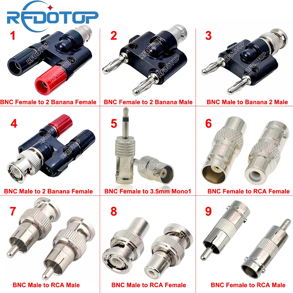 1PCS Q9 BNC a RCA/Banana/TS3.5mm Maschio/Femmina Connettore per AV/TV/Video/Audio Conventer RCA-J a BNC Maschio/Femmina RF Adattatore Coassiale