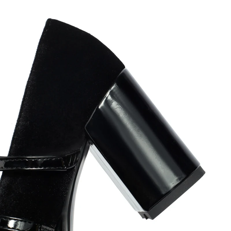 

ORCHALISA/Элегантные женские туфли-лодочки на толстом каблуке 8,5 см, туфли на высокой платформе 2 см, замшевые туфли с бантом 33, 43 и пряжками с круглым носком