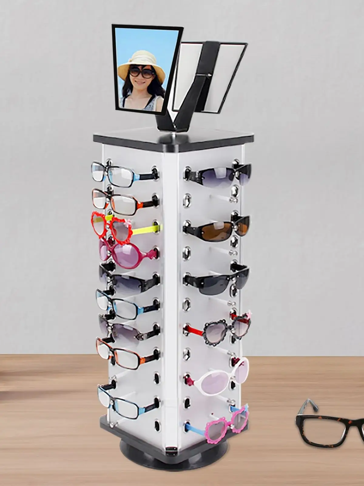 360° Manually Rotate Eyeglasses Display Stand Fit for Storing Sunglasses Myopia Glasses Children's Eyeglasses Hold 44 Pairs
