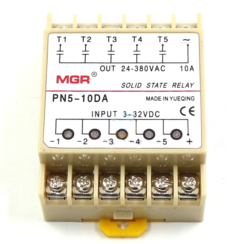 Mager MGR 10DA Din Rail Mounting SSR 5 Channels Quintuplicate Five Input 3~32VDC Output 24~380VAC DC Solid State Relay