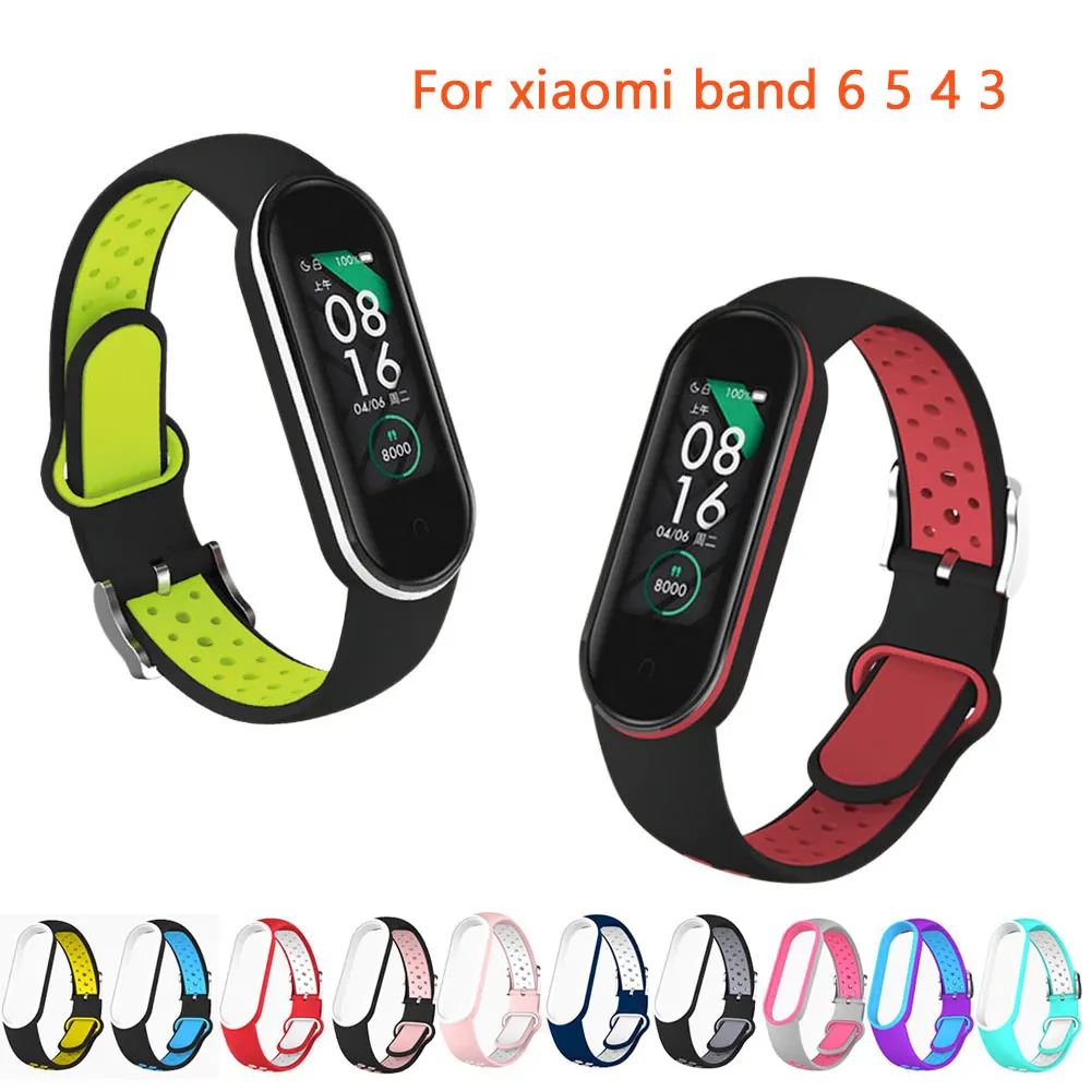 Wrist Two Color TPU Strap For Xiaomi Mi Band 6 5 Silicone Wristband Bracelet Replacement For Xiaomi Band 4 3 MiBand6 Band5 Strap